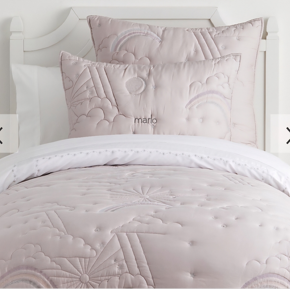 Pottery Barn Marlo Tencel Quilt Full Size Lavender Purple Bedding
